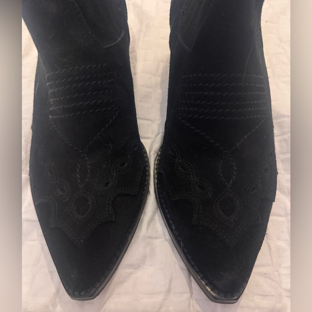 SELECT ITALY Western Suede Ankle Booties Black 37.5